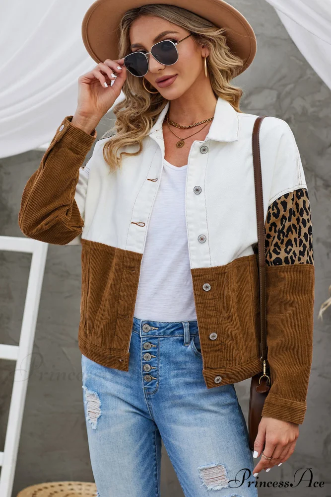 with Corduroy Block Shacket Leopard Color Buttons - Image 7