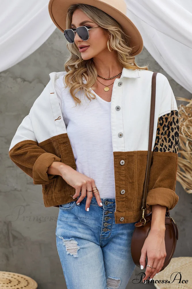 with Corduroy Block Shacket Leopard Color Buttons - Image 8