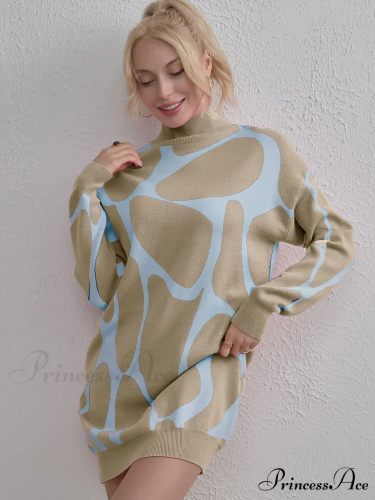Sweater Gown with Mock Neck Contrast - Image 10