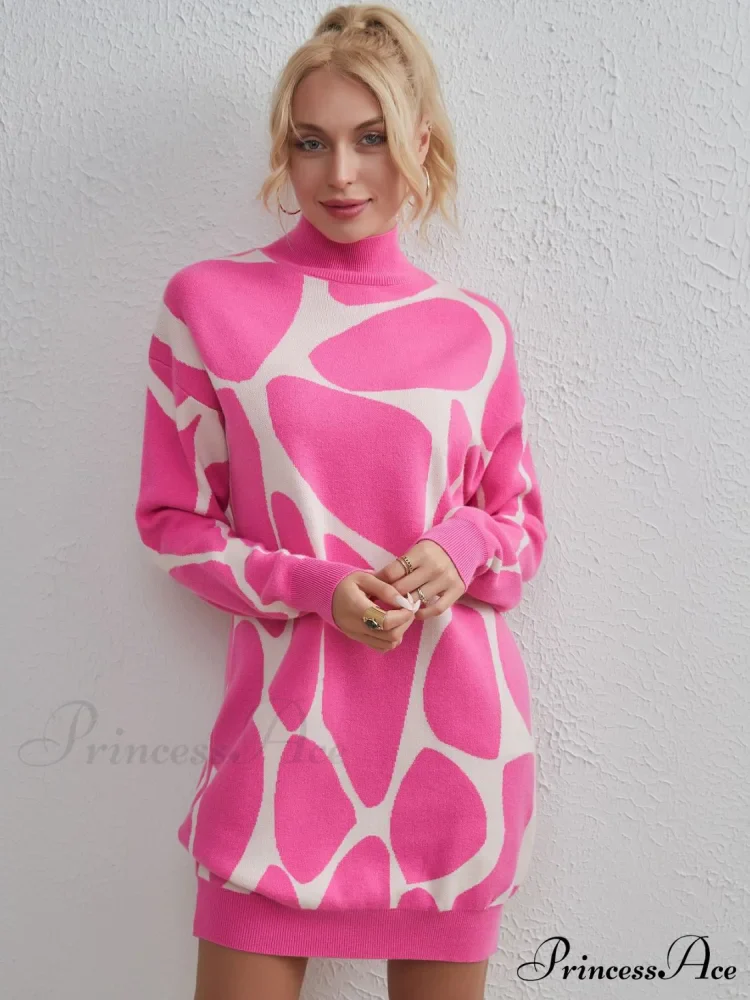 Sweater Gown with Mock Neck Contrast - Image 3