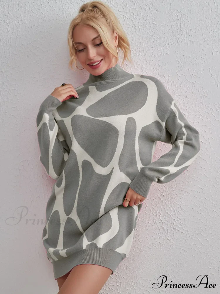 Sweater Gown with Mock Neck Contrast - Image 4