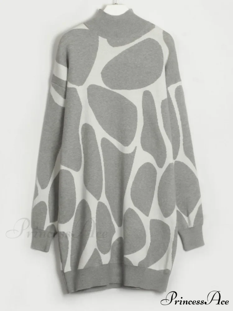 Sweater Gown with Mock Neck Contrast - Image 5
