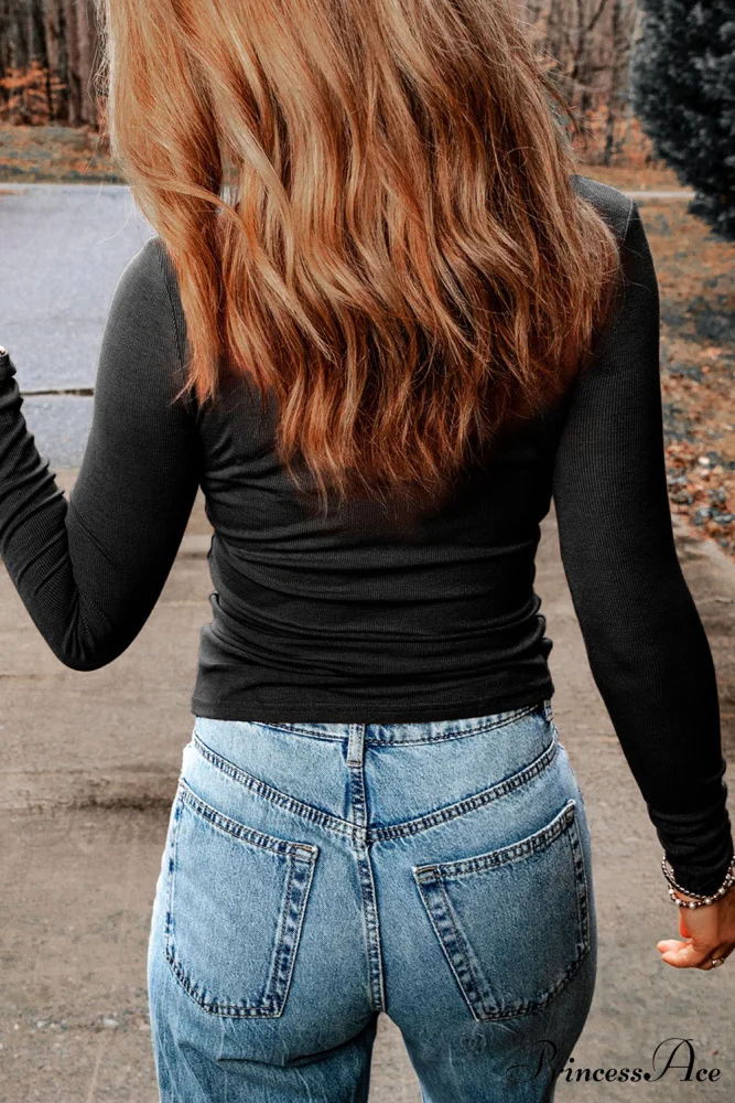 Neck Top Round Arm Long with Cutout - Image 2