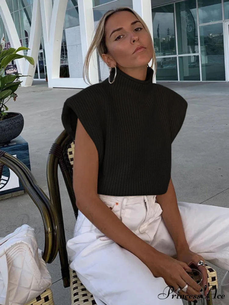 Turtleneck Color Solid Short-Sleeved Sweater Top - Image 14