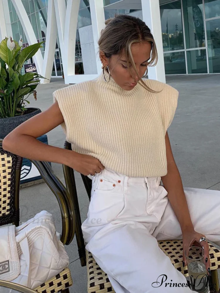 Turtleneck Color Solid Short-Sleeved Sweater Top - Image 6