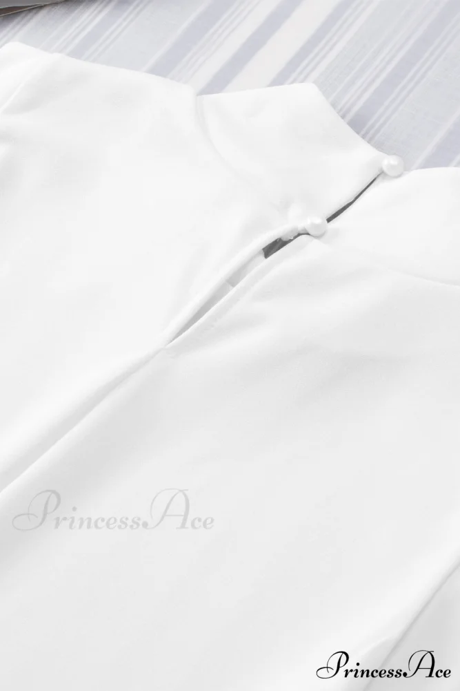 White Mock Sleeveless Solid Neck Top - Image 16