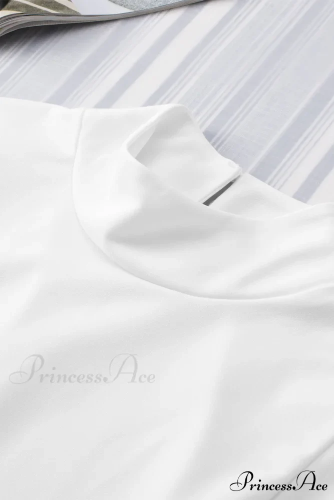 White Mock Sleeveless Solid Neck Top - Image 20