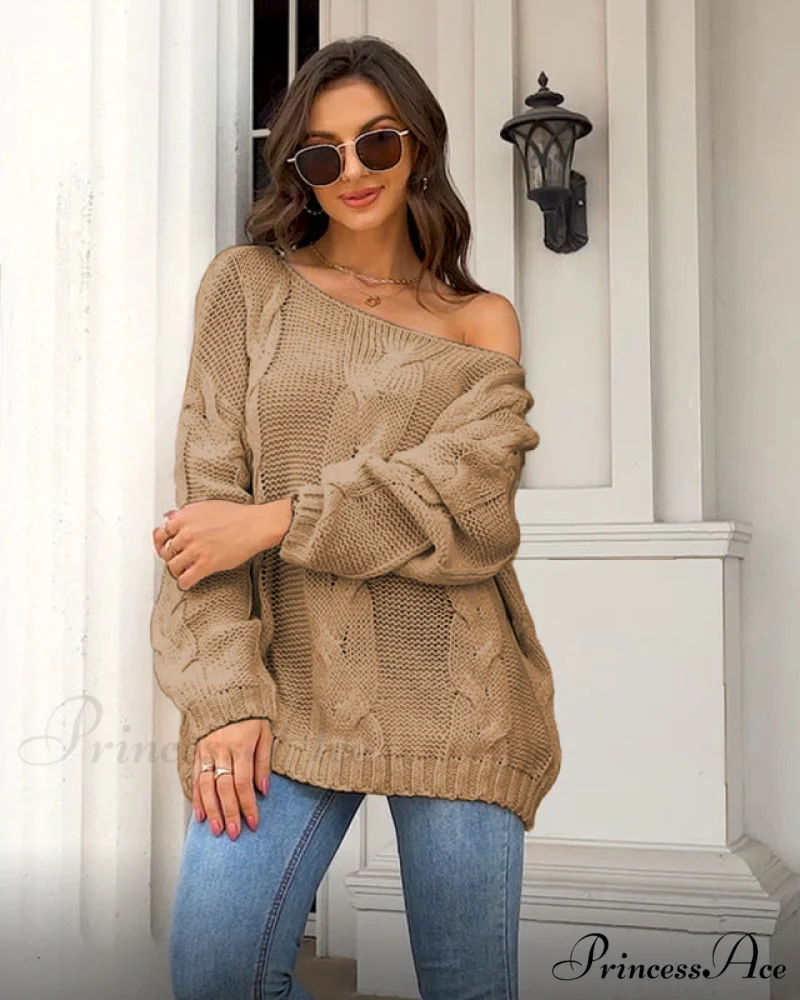 sweater style neck and knitted European Women's loose - round - American pullover - Image 2