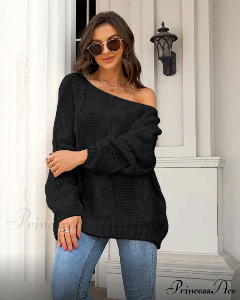 sweater style neck and knitted European Women's loose - round - American pullover - Image 3