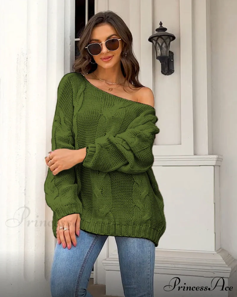 sweater style neck and knitted European Women's loose - round - American pullover - Image 6