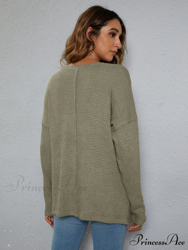 High-Low with Top Dropped Waffle-Knit Shoulder - Image 10