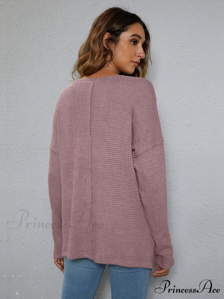 High-Low with Top Dropped Waffle-Knit Shoulder - Image 16