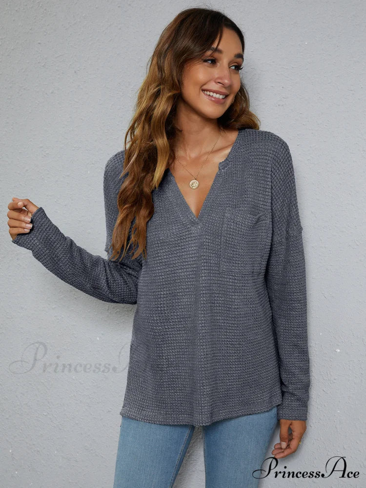 High-Low with Top Dropped Waffle-Knit Shoulder - Image 3
