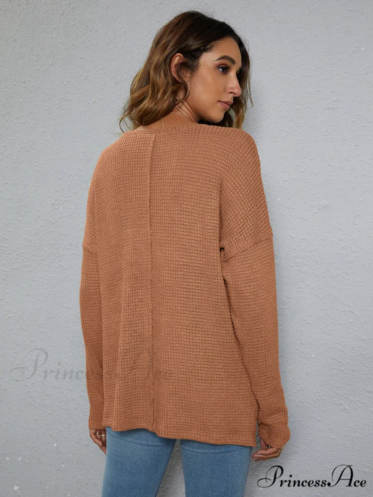 High-Low with Top Dropped Waffle-Knit Shoulder - Image 7