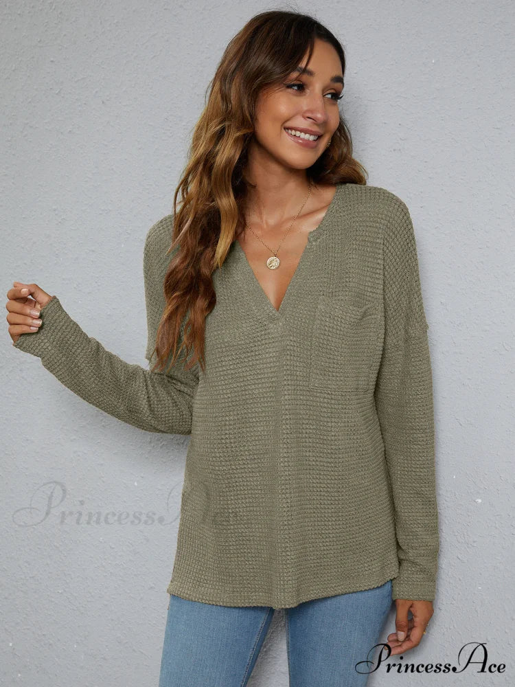High-Low with Top Dropped Waffle-Knit Shoulder - Image 9