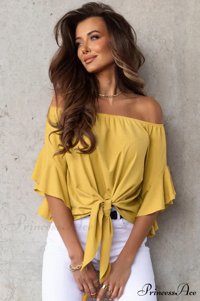 Off-Shoulder Blouse Tie with Hem - Image 7