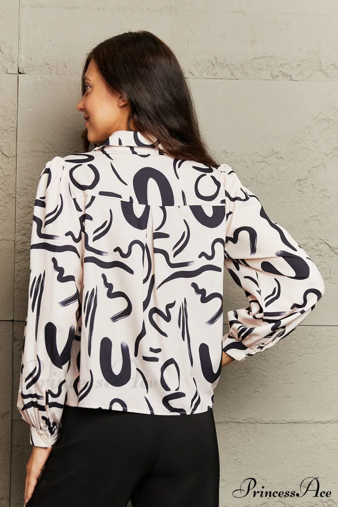 Collared Patterned Button-Down Shirt - Image 2