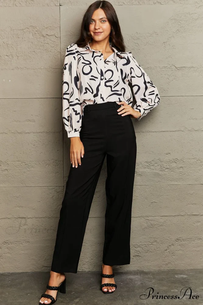Collared Patterned Button-Down Shirt - Image 4
