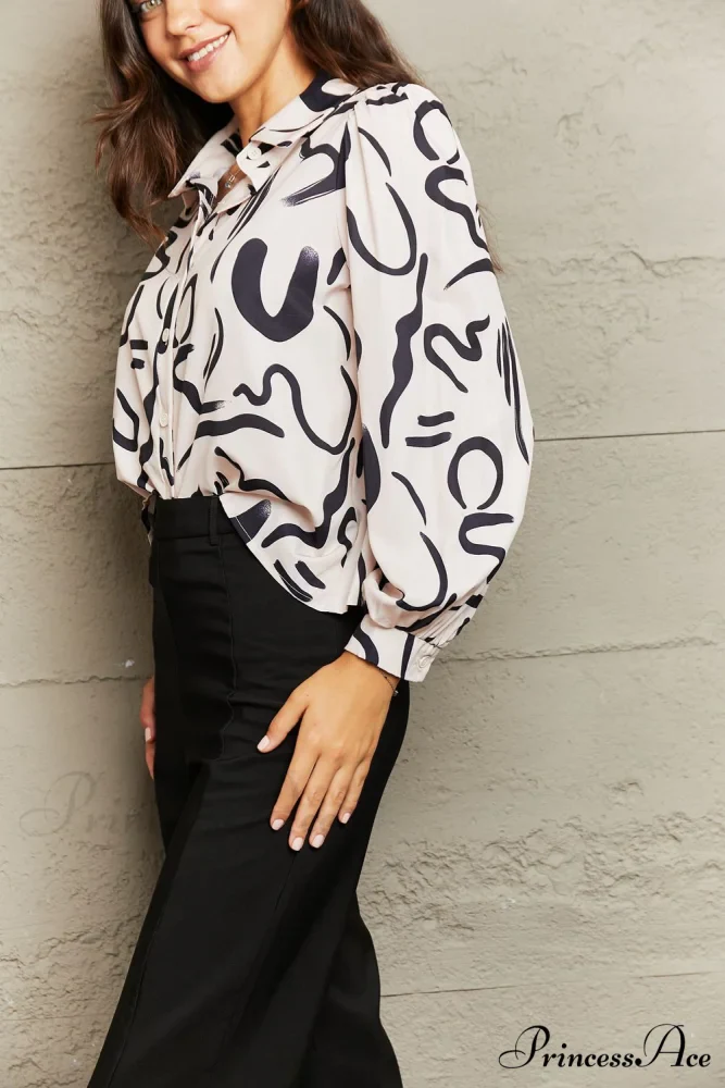Collared Patterned Button-Down Shirt - Image 5