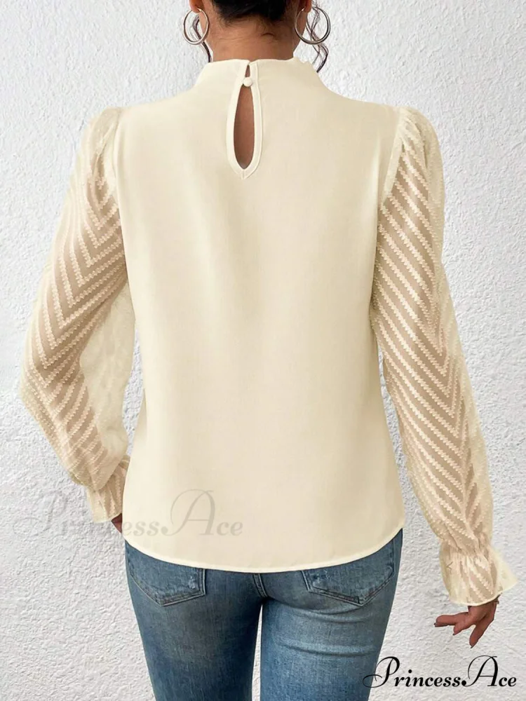 Mock Flounce Blouse Sheer with Arm Neck - Image 10