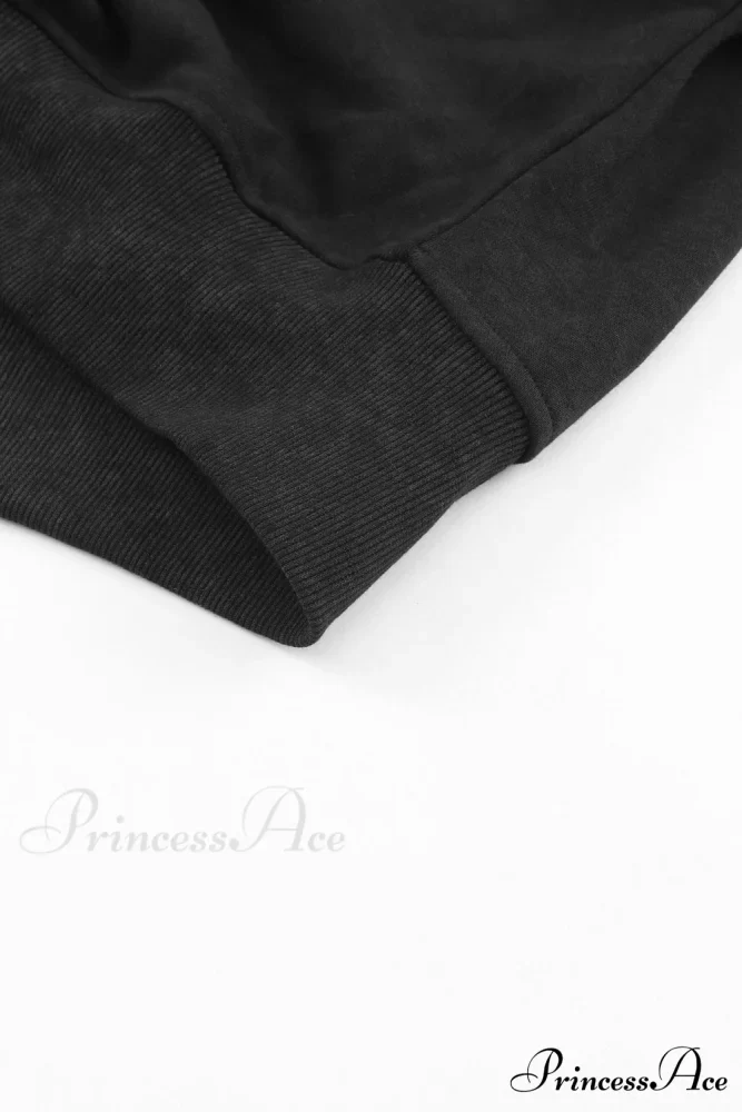 Acid Back Wash Open V-shape in Sweatshirt Black - Image 11