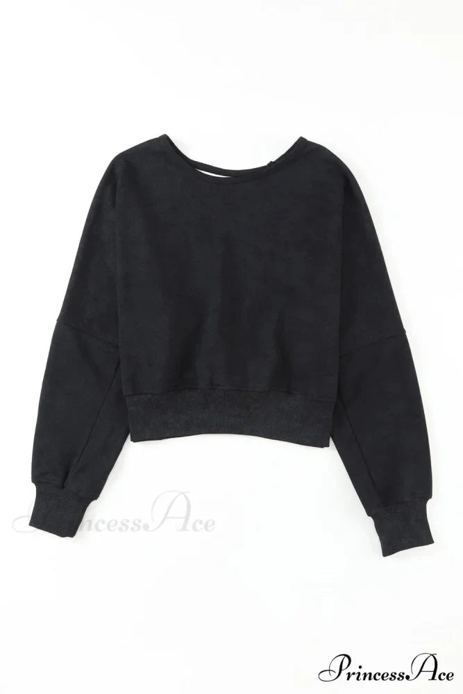 Acid Back Wash Open V-shape in Sweatshirt Black - Image 8