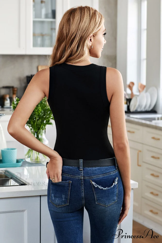 Ribbed Black Tank Top - Image 2