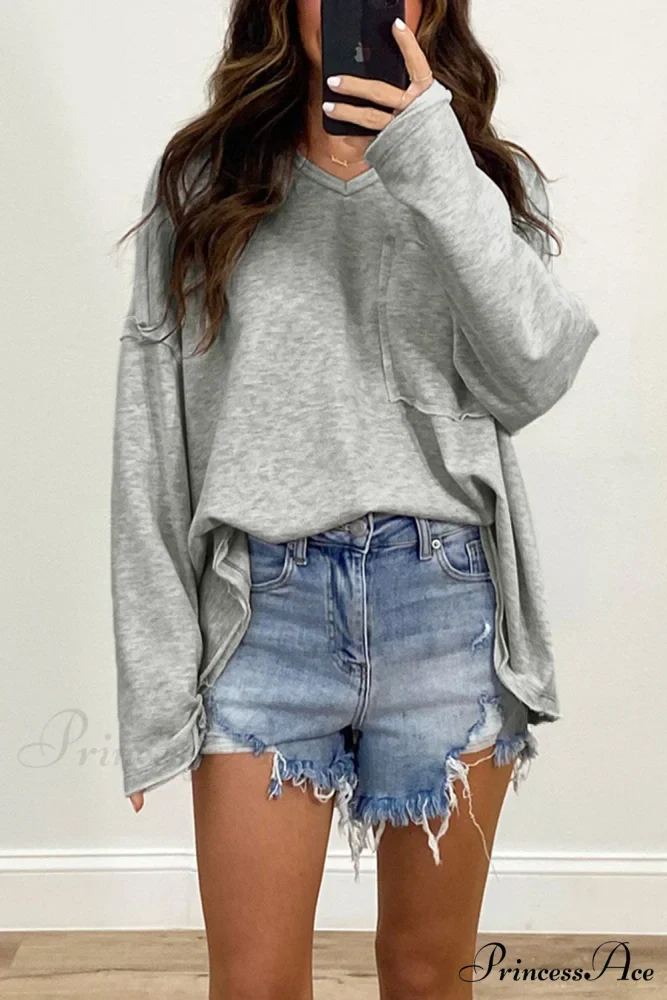 with - Arm Oversized Top Pockets Drop Gray - Image 2