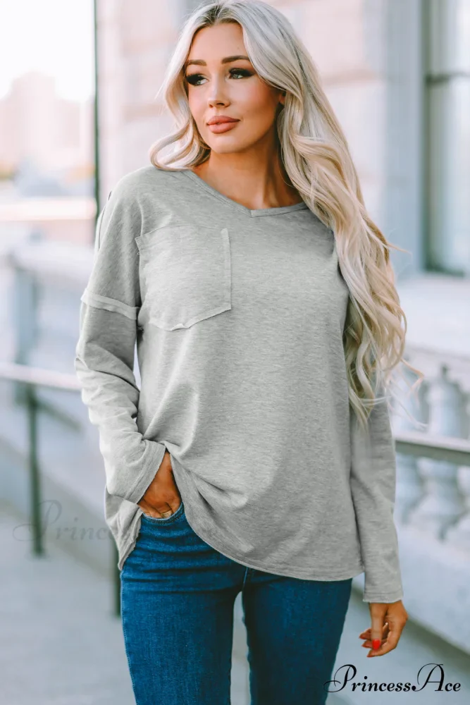 with - Arm Oversized Top Pockets Drop Gray - Image 7