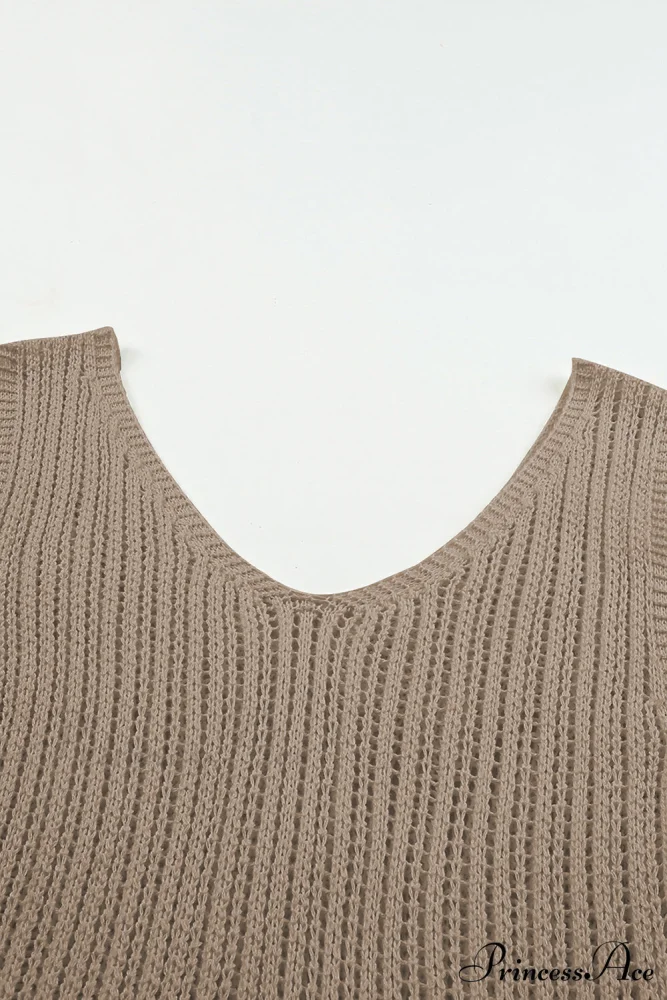 in V Knit Top Neck Tank Khaki - Image 7