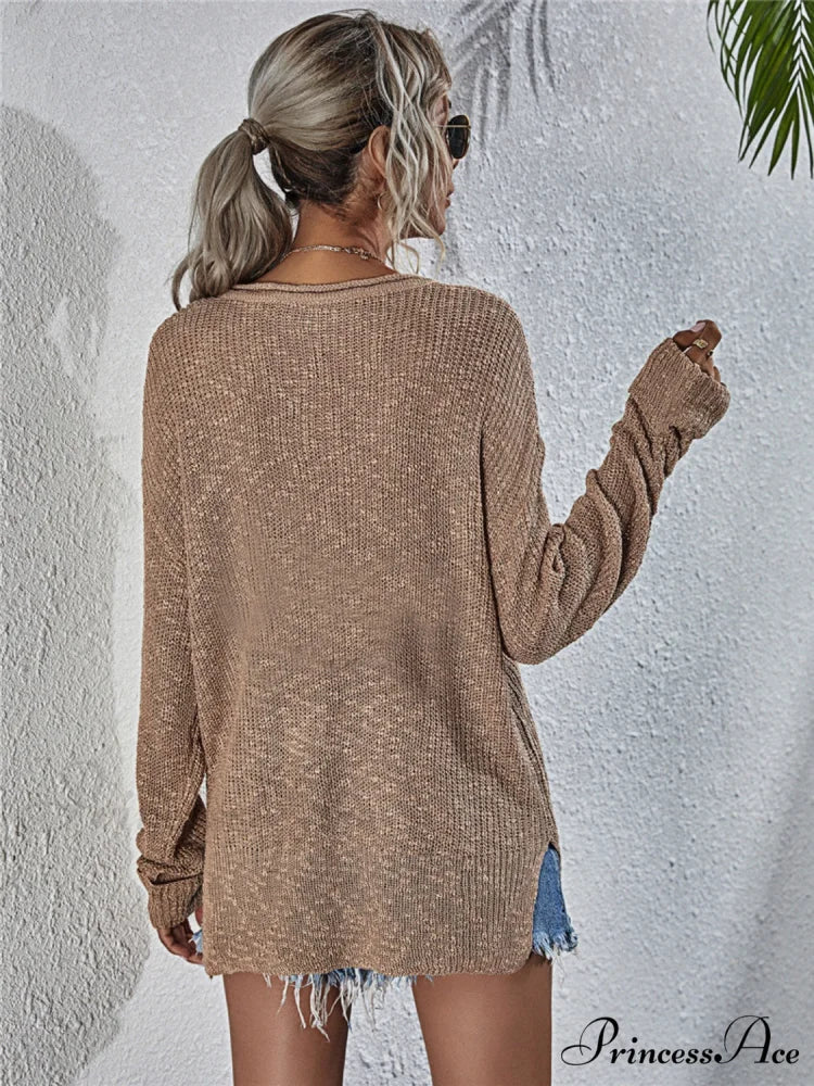 Neck Knit with Notched Top Slit - Image 12