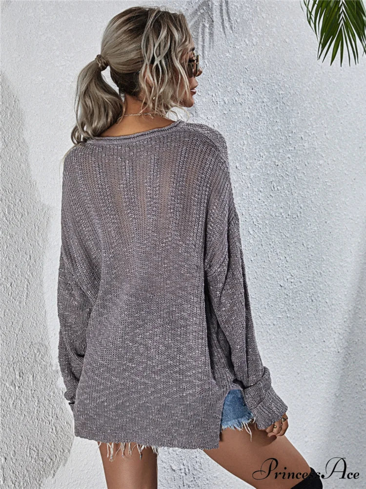 Neck Knit with Notched Top Slit - Image 9