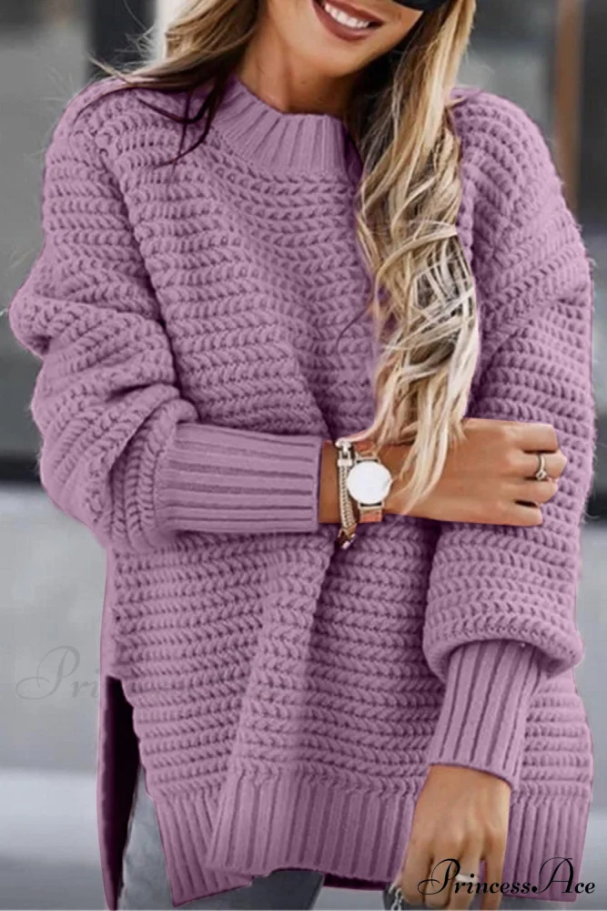 Slit Neck Round Sweater - Image 2