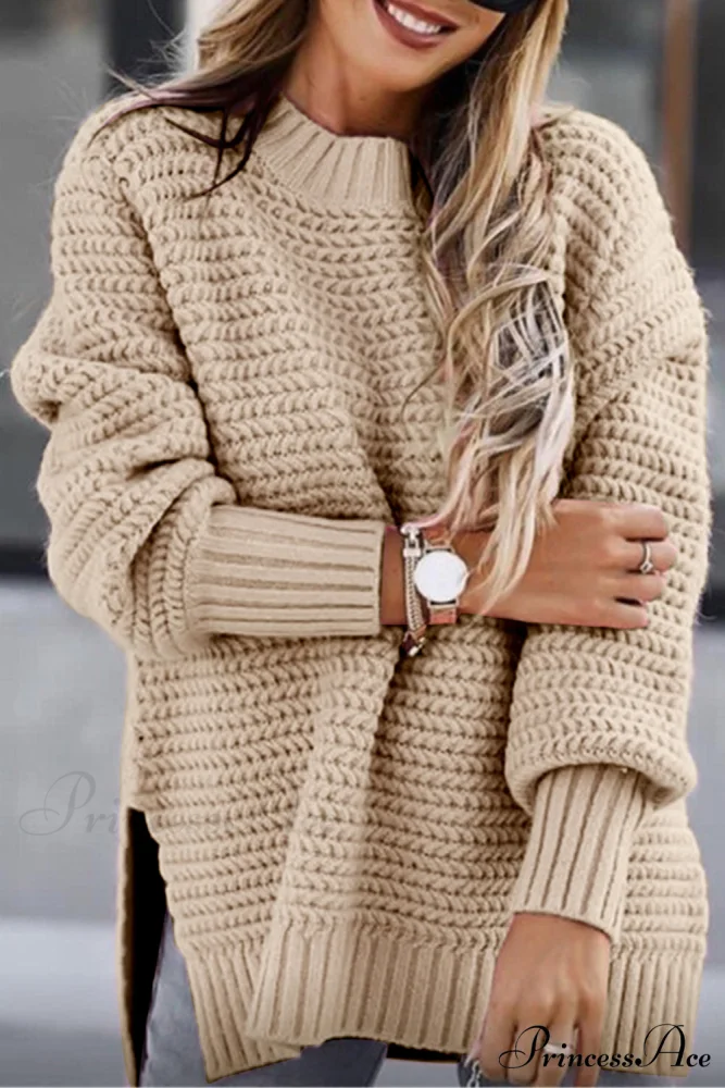 Slit Neck Round Sweater - Image 7