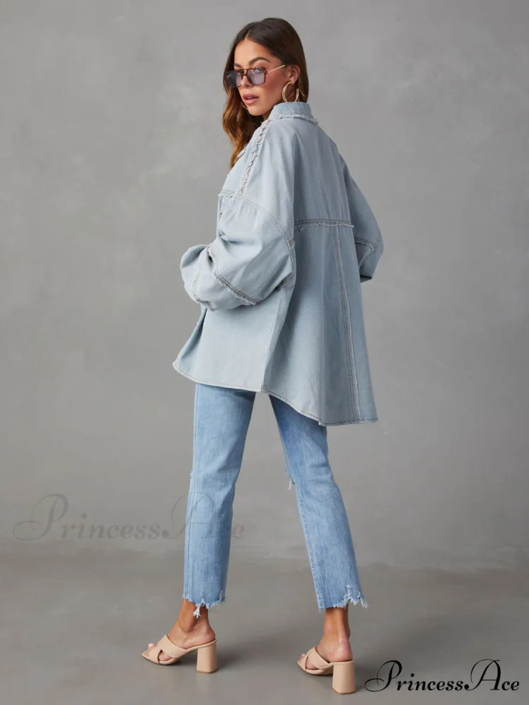 with Raw Jacket Dropped Hem Shoulder - Image 10