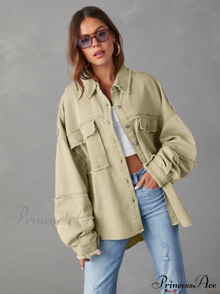 with Raw Jacket Dropped Hem Shoulder - Image 13
