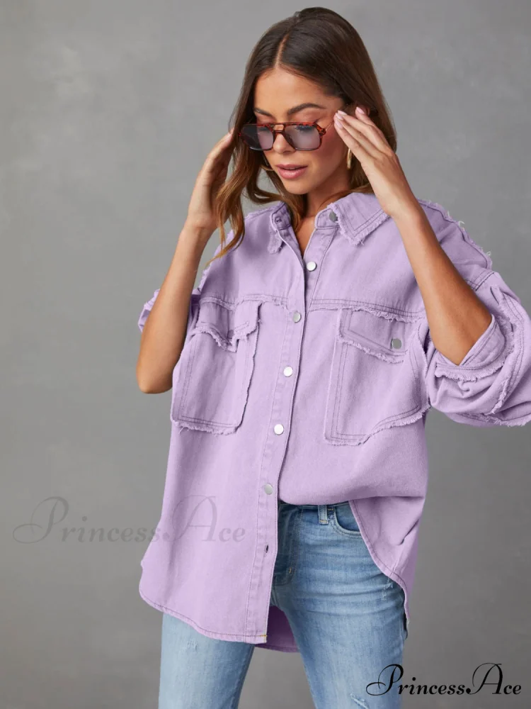 with Raw Jacket Dropped Hem Shoulder - Image 3