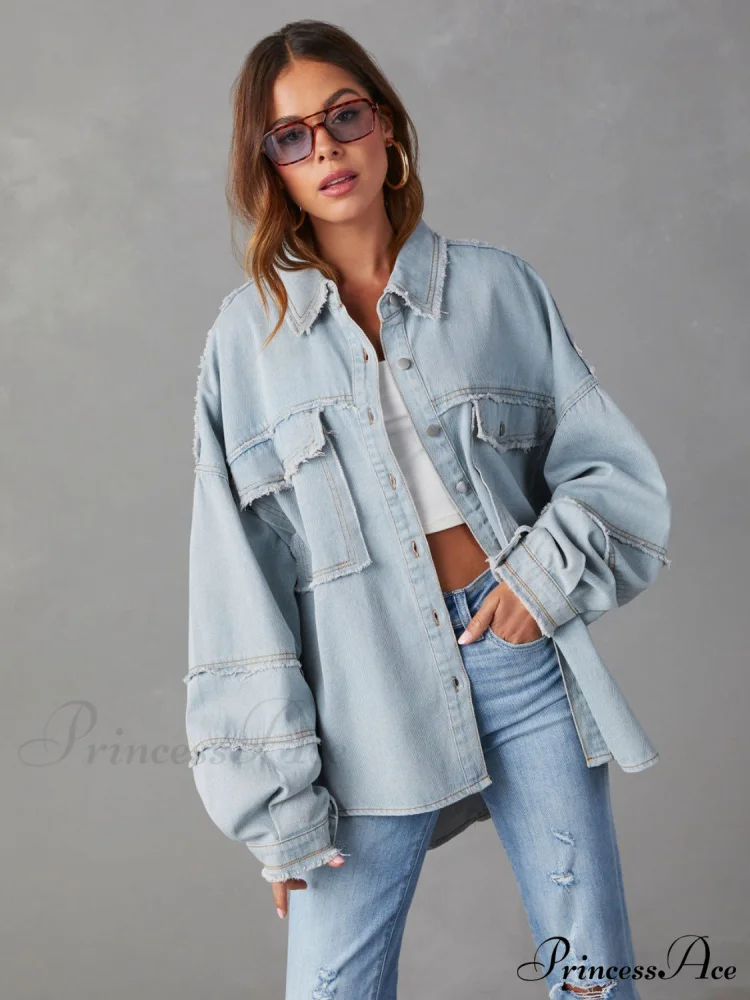 with Raw Jacket Dropped Hem Shoulder - Image 8