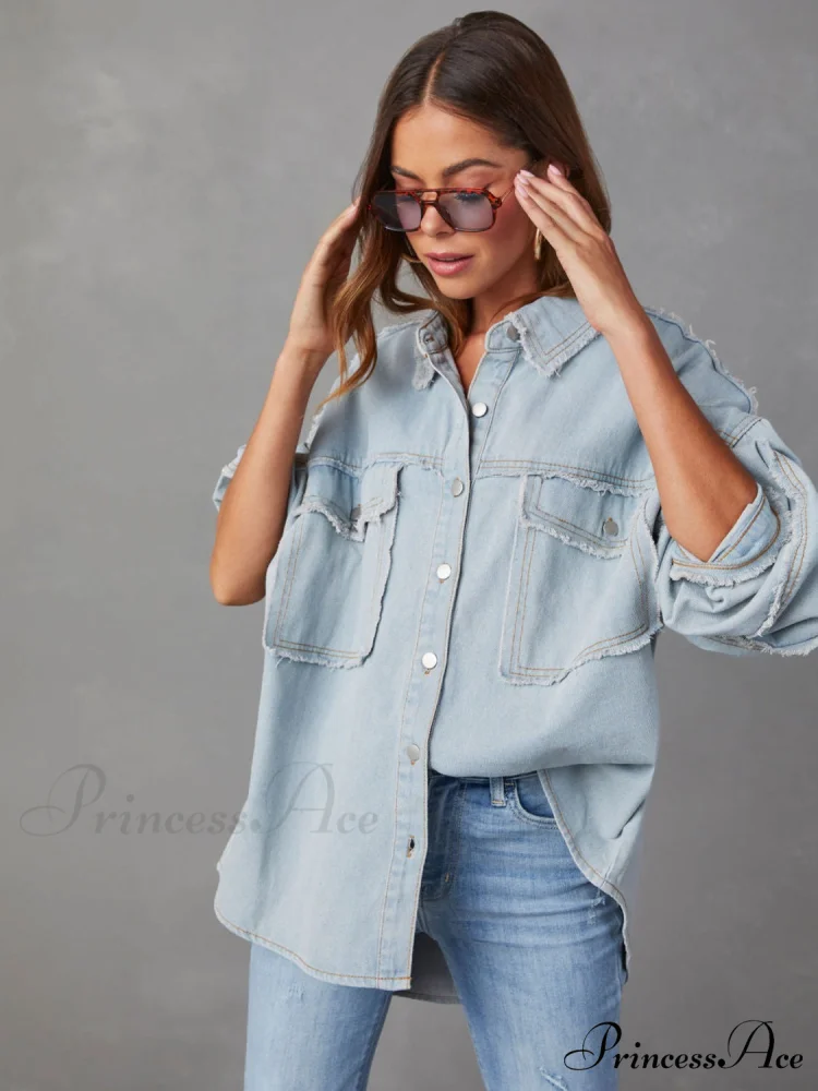 with Raw Jacket Dropped Hem Shoulder - Image 9