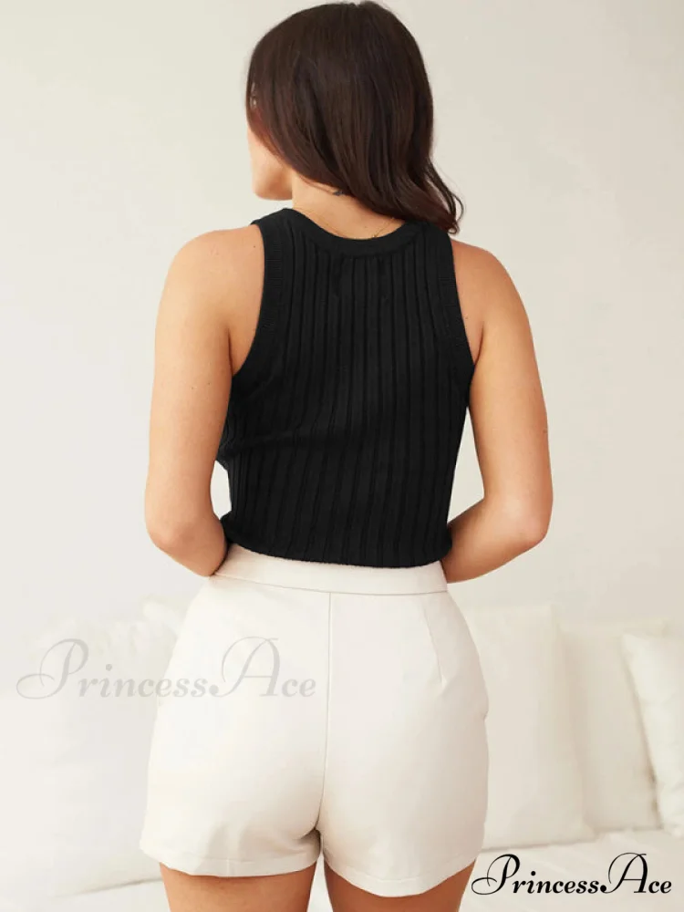 Slim Vest Sleeveless Ribbed Fit Hood Knitted - Image 17