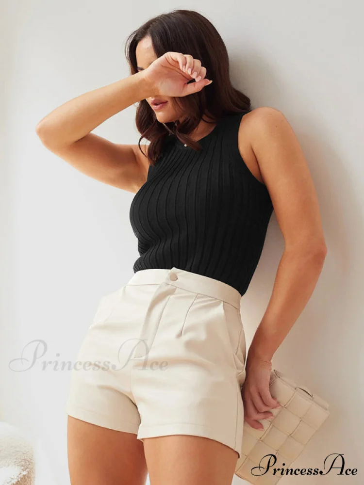 Slim Vest Sleeveless Ribbed Fit Hood Knitted - Image 18