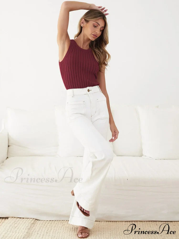Slim Vest Sleeveless Ribbed Fit Hood Knitted - Image 8
