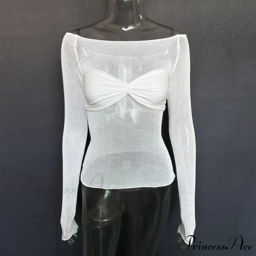 Lightweight T-Shirt Fashion See-Through Neck Women's Top - Image 4
