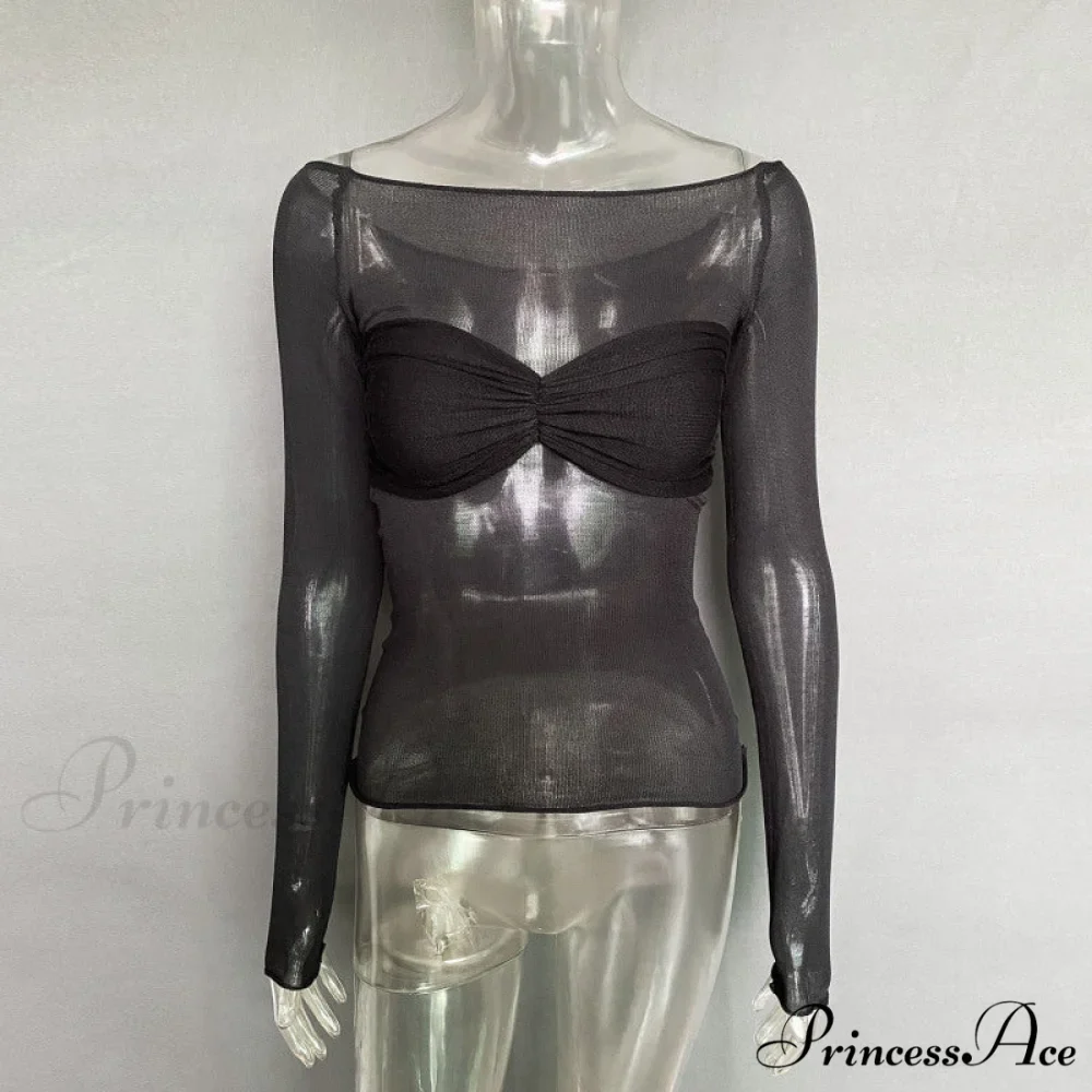 Lightweight T-Shirt Fashion See-Through Neck Women's Top - Image 5