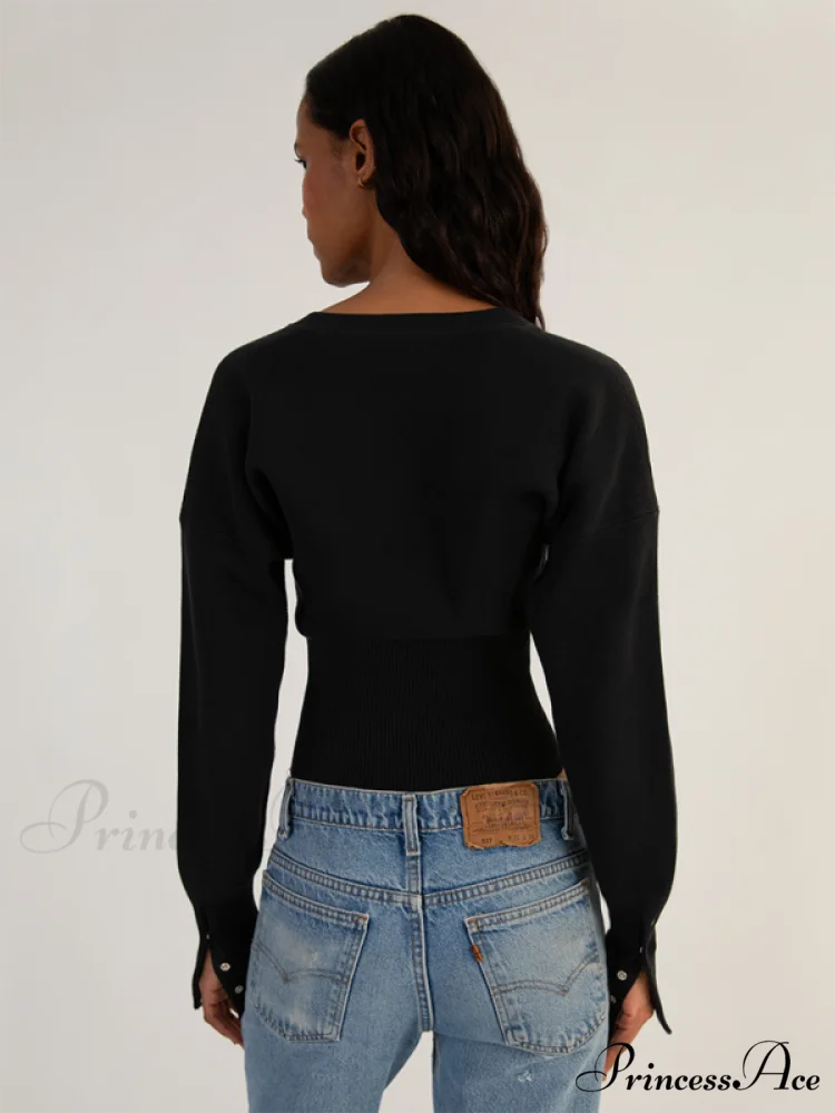Sexy Women's Button Cardigan Sweater - Image 5