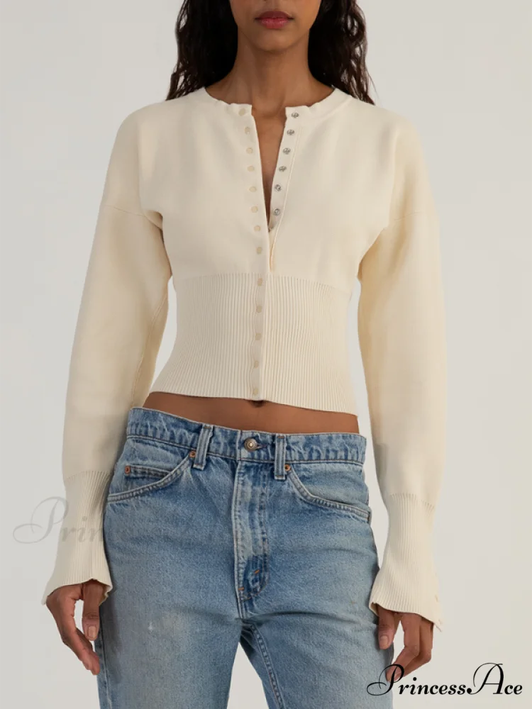 Sexy Women's Button Cardigan Sweater - Image 6