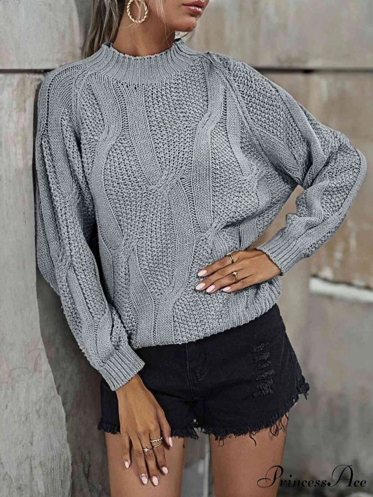Neck Mock Ribbed Sweater - Image 3