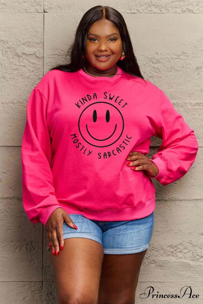 Size Full Face - Smiling Simply Graphic Sweatshirt Love - Image 10
