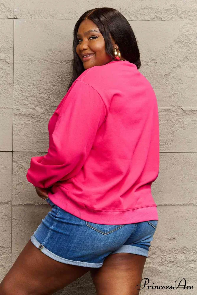 Size Full Face - Smiling Simply Graphic Sweatshirt Love - Image 11