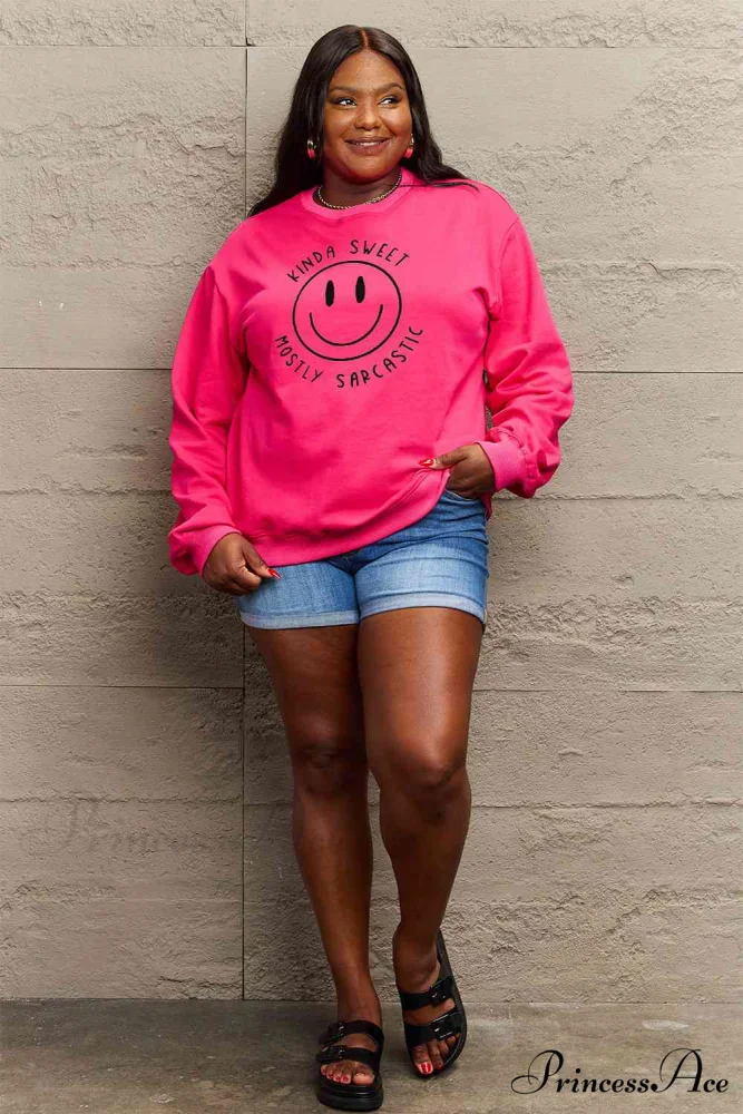 Size Full Face - Smiling Simply Graphic Sweatshirt Love - Image 12
